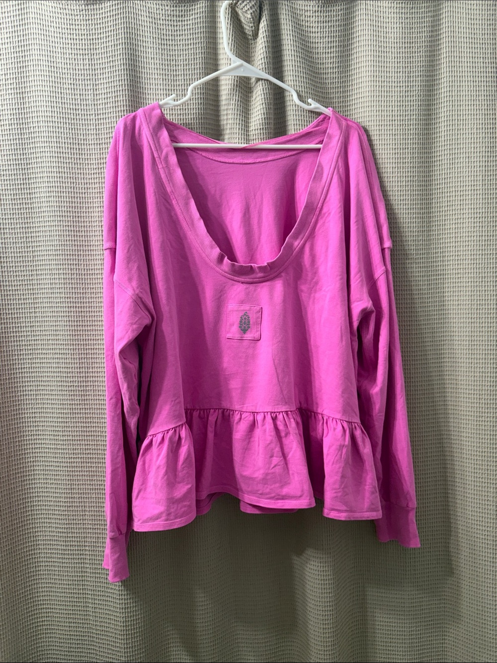 Free People Hot Pink Peplum sweatshirt scooped back nwot
